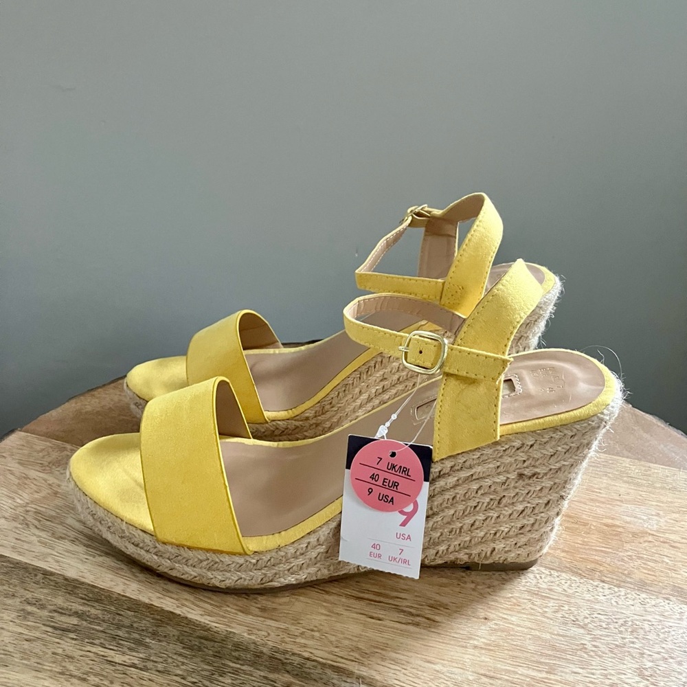 Primark Yellow Open Toe Espadrilles Size 9 NEW